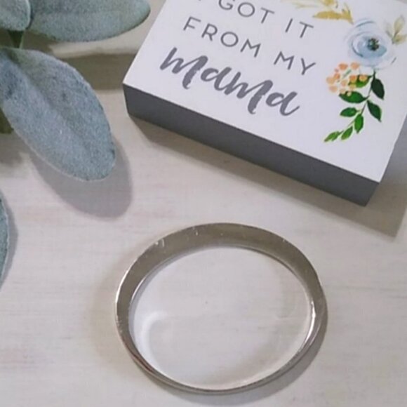 J. Crew Oval Silver Bangle Bracelet - Picture 2 of 8